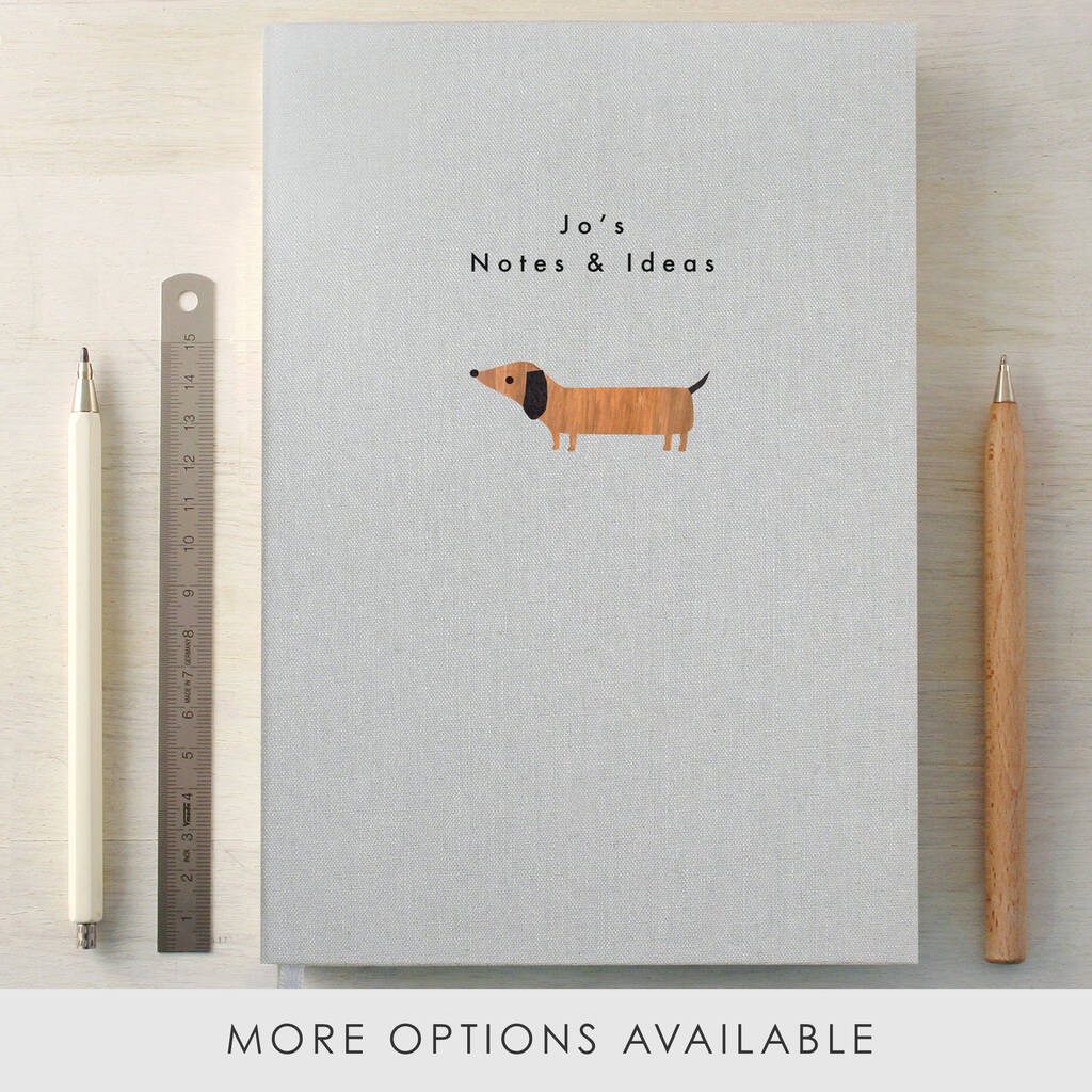 Personalised Dachshund A5 Cloth Bound Notebook, 1 of 7