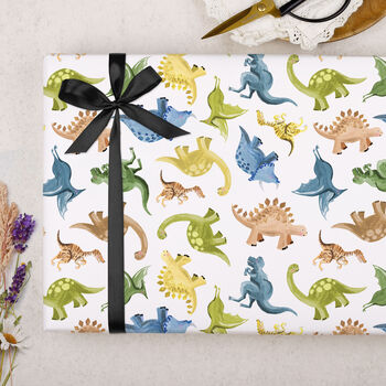 Three Sheets Of Children's Dinosaur Wrapping Paper, 2 of 2