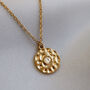 Non Tarnish Hammered Round Pendant With Diamante, thumbnail 1 of 8
