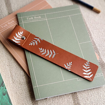 Tan And Silver Fern Botanical Personalised Bookmark, 2 of 6
