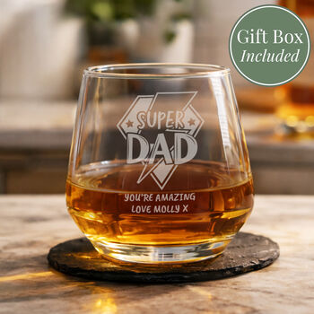 Whisky Gifts Personalised Super Dad Whisky Glass, 5 of 5