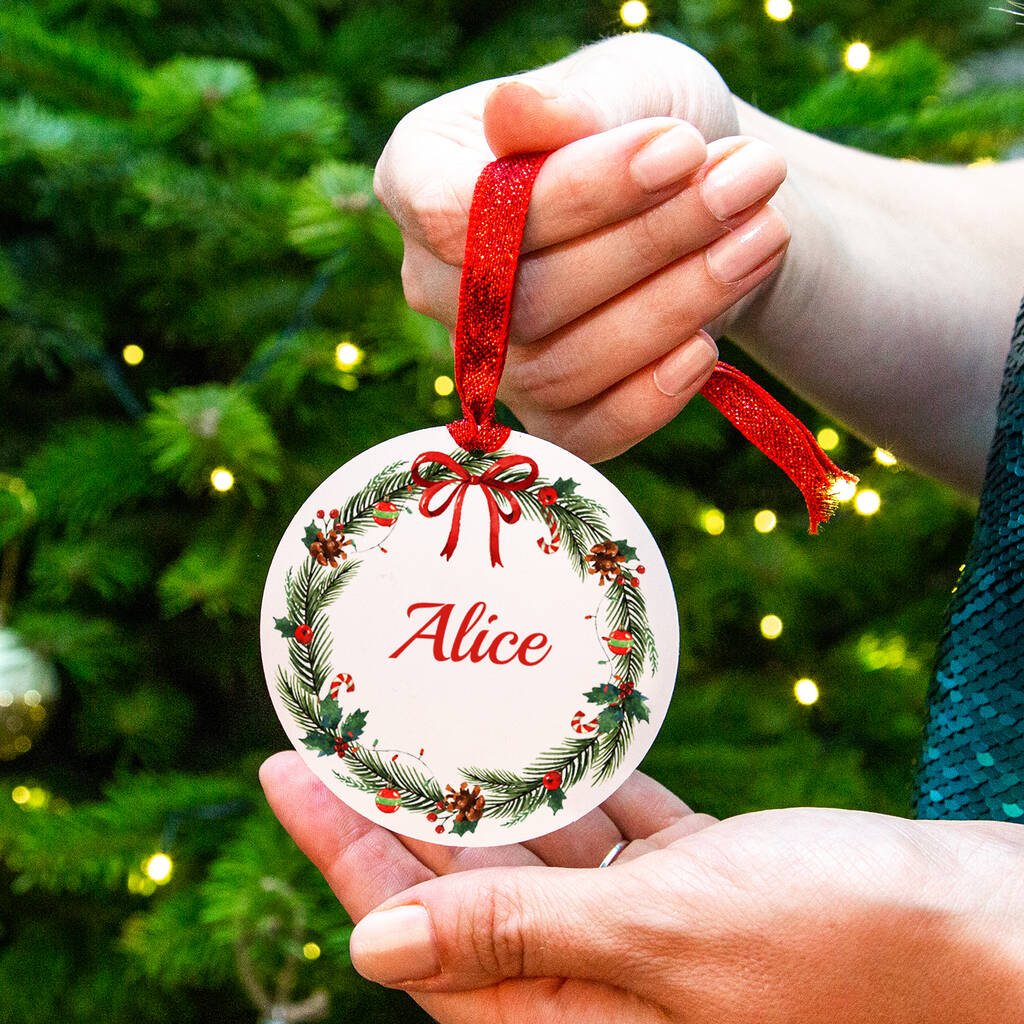 Personalised Christmas Wreath Reusable Gift Tag By Ellie Ellie