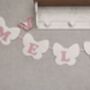 Bunting Blush Pink And White Butterfly Baby Banner, thumbnail 11 of 11