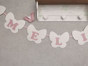 Bunting Blush Pink And White Butterfly Baby Banner, 11 of 11