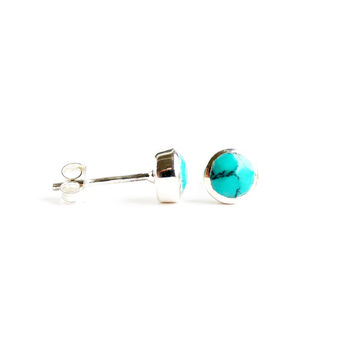 Birthstone Stud Earrings December: Turquoise And Silver, 3 of 6