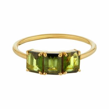 14k Gold Vermeil Deco Ring In Green Tourmaline, 2 of 9