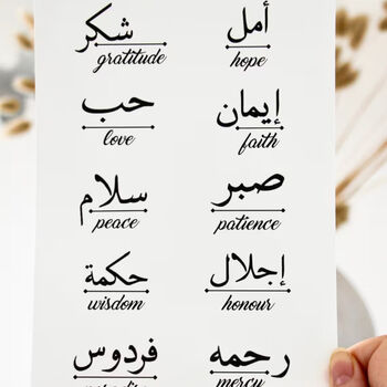 Inspirational Arabic Words Tattoo Sheet Black, 3 of 3