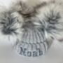 Grey Embroidered Knitted Baby Hat, thumbnail 6 of 7