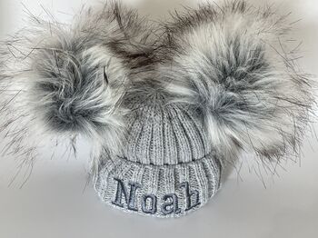 Grey Embroidered Knitted Baby Hat, 6 of 7