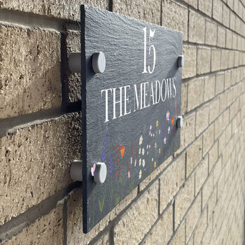 Personalised Wild Flowers Slate House Number Sign, 2 of 2
