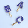 G Decor Alphabet Blue Crackle Hooks Antique Brass, thumbnail 2 of 10