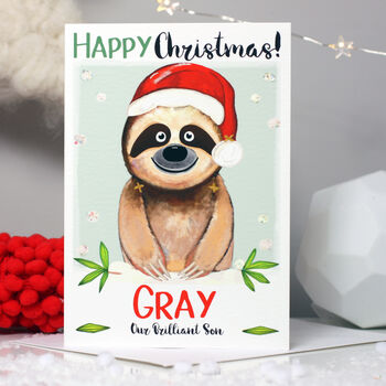Personalised Sloth Relation Christmas Card, 8 of 10