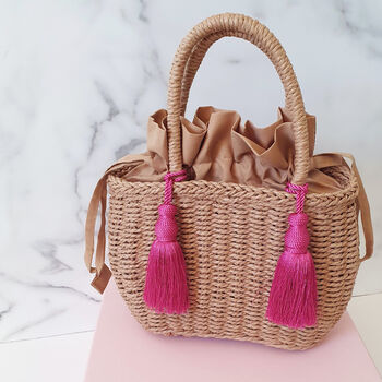 Boho Wicker Tassel Tote Summer Bag, 5 of 12