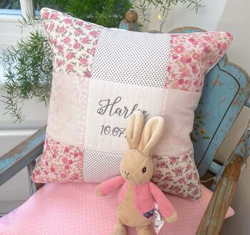 Personalised Sparkly Name And Date Cushion, 2 of 11