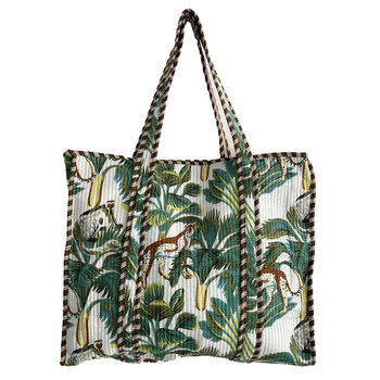 Leopard Print Large Quilted Cotton Tote Bag In White, 2 of 9