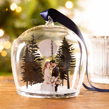 Personalised Wedding Photo Christmas Globe Dome, 4 of 4