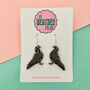 Black Pigeon Glitter Resin Earrings, thumbnail 1 of 2