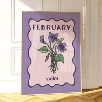 February Birth Month Violet Flower Print, 3 of 3