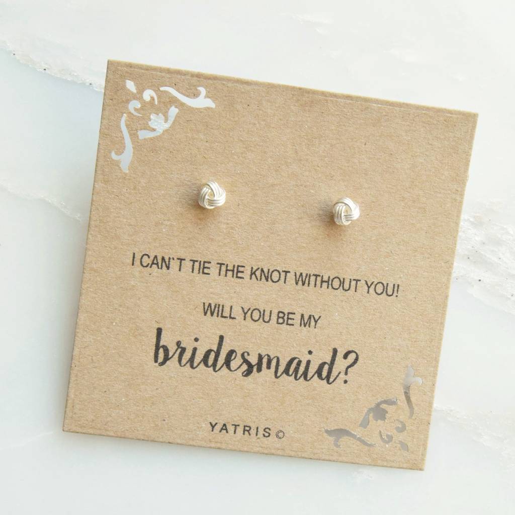 tie the knot bridesmaid silver earring gift box by yatris ...