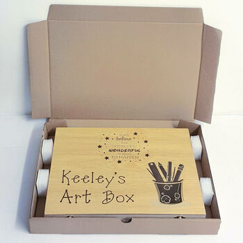 Personalised Stationery Wooden Art Box Case, 10 of 11