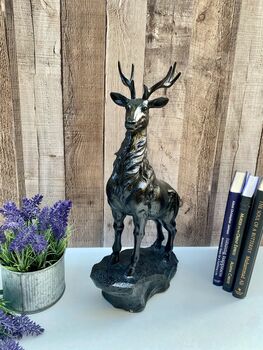 Large 41cm Stag Figurine Black And Brown Deer Ornament, 3 of 11