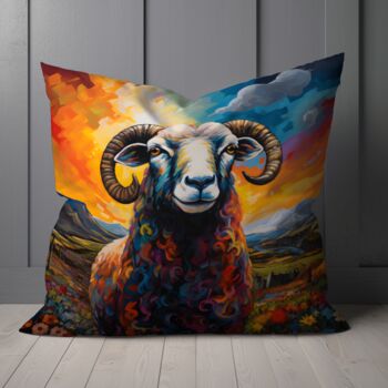 Black Faced Sheep Hand Made Poly Linen Cushions, 7 of 9