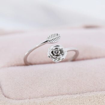 Adjustable Rose Wrap Ring In Sterling Silver, 5 of 10