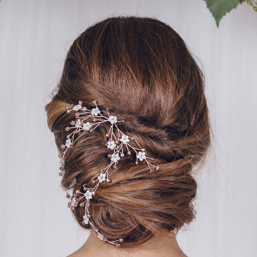 Gold, Silver Or Rose Gold Floral Wedding Hairvine Evie, 1 of 12