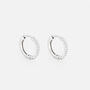Small Hoop Earrings With Round Stones Sterling Silver, thumbnail 1 of 3
