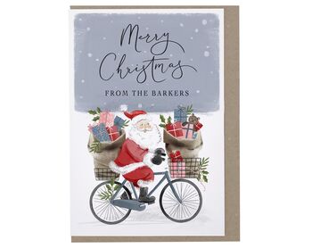 Santa Claus Personalised Family Christmas Card Pack Or Single Card, 4 of 4