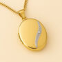 Personalised Large 9ct Mixed Yellow Gold Diamond Oval Locket, thumbnail 1 of 8