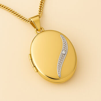 Personalised Large Solid 9ct Yellow Gold Diamond Oval Locket, 3 of 9