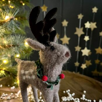 Brown Wool Reindeer Standing Decoration, 2 of 2