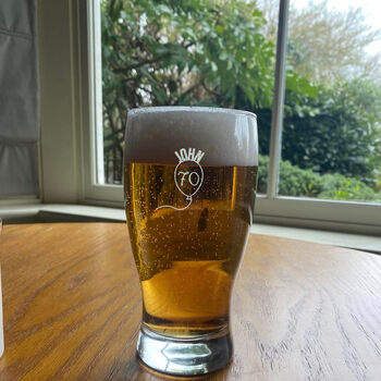 Personalised 70th Birthday Gift Balloon Pint Glass, 8 of 8