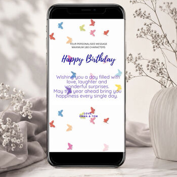 Personalised Animated Purple Butterfly Heart Birthday E Card, 4 of 4