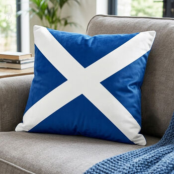 Scottish Saltire Lumbar Cushion Cover In Blue And White, 2 of 12