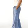 Santorini Organic Cotton Wide Leg Trousers – Blue Stripe With Embroidery, thumbnail 2 of 5