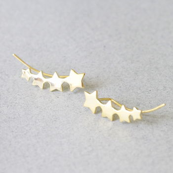 Sterling Silver Four Stars Earrings Climbers, 2 of 6