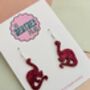 Pink Brontosaurus Dinosaur Glitter Resin Earrings / Gift For Dino Lover / Colourful Animal Jewellery / Fun Accessories, thumbnail 3 of 5