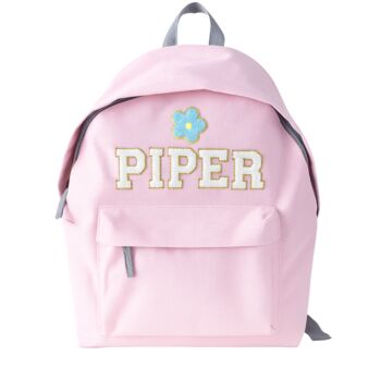 Personalised Kids Backpack With Chenille Letters And Fun Motifs – Custom Nursery And School Bag, 2 of 7
