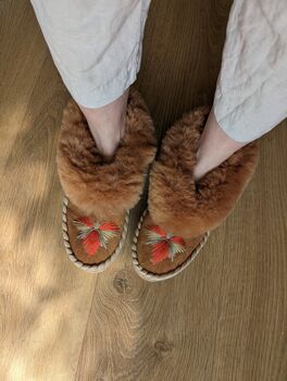 Luxury Sheepskin Slippers Terracotta, 3 of 4