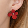 Hand Painted Flower Shaped Stud Earrings In Colours, thumbnail 1 of 12