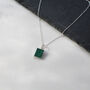 Malachite Square Pendant Necklace 9ct Gold Or Silver, thumbnail 3 of 5