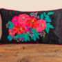 Black Floral Embroidered Cotton Velvet Cushion Cover, thumbnail 1 of 7