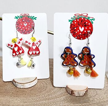Painted Gingerbread Man Earrings With Stand, 8 of 8