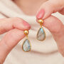 Labradorite Drop Gold Plated Silver Ball Stud Earrings, thumbnail 6 of 12