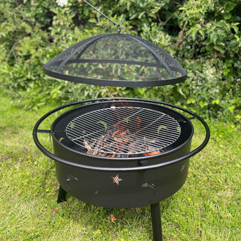 Sun And Moon Fire Pit With Spark Guard, Poker And Cover, 9 of 12
