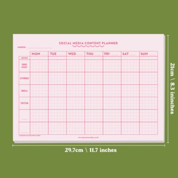 Pink Grid Social Media Weekly A4 Planner Pad, 2 of 8