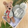 Handmade Teal Teddy And Hi Hat Fair Trade Toy Gift Set, thumbnail 1 of 2