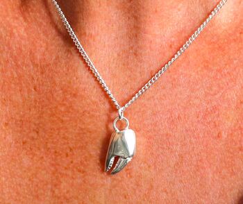 Sterling Silver Large , Crab Claw Pendant Necklace, 6 of 6